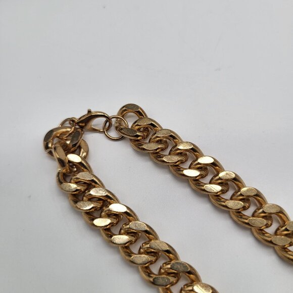 Chunky Thick Gold Tone Chain Link Necklace 14 inch - Picture 5 of 8